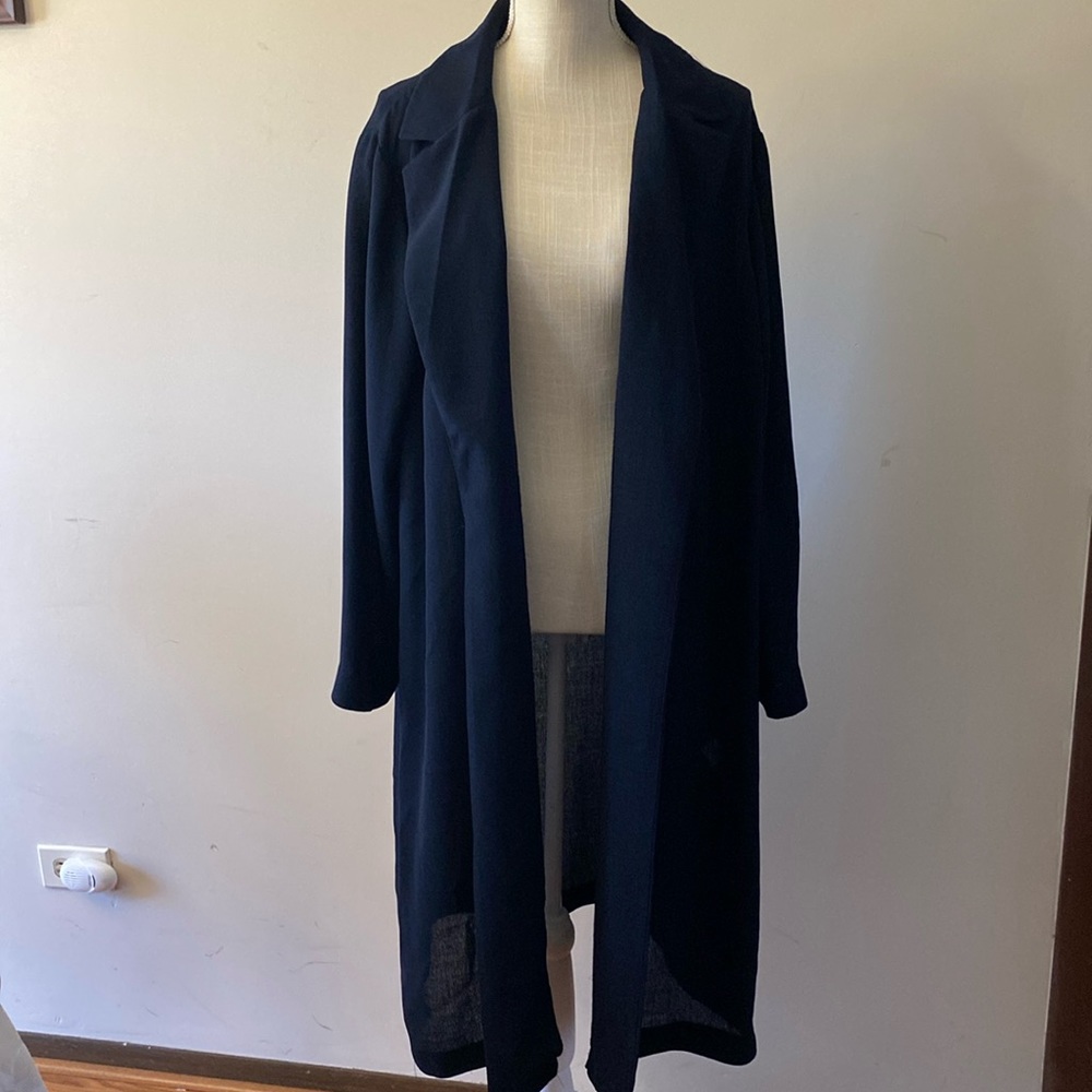 David Warren woman open black blazer cardigan plus size over coat size 18W 🌹
